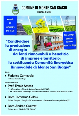Le Comunità Energetiche Rinnovabili a Monte San Biagio (LT) - CESAB
